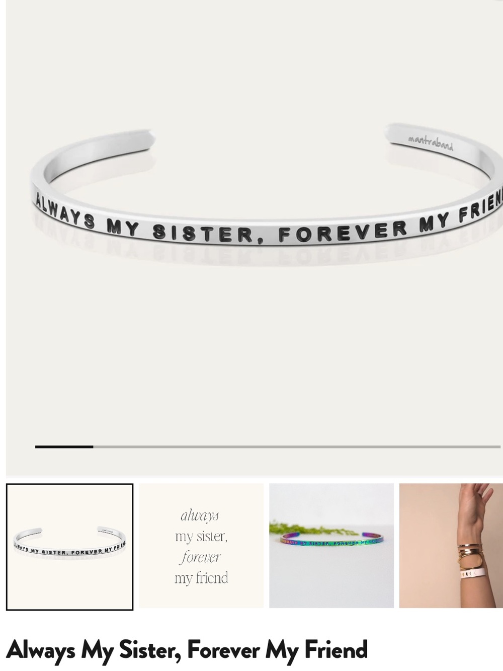 Mantraband Always My Sister, Forever My Friend silver